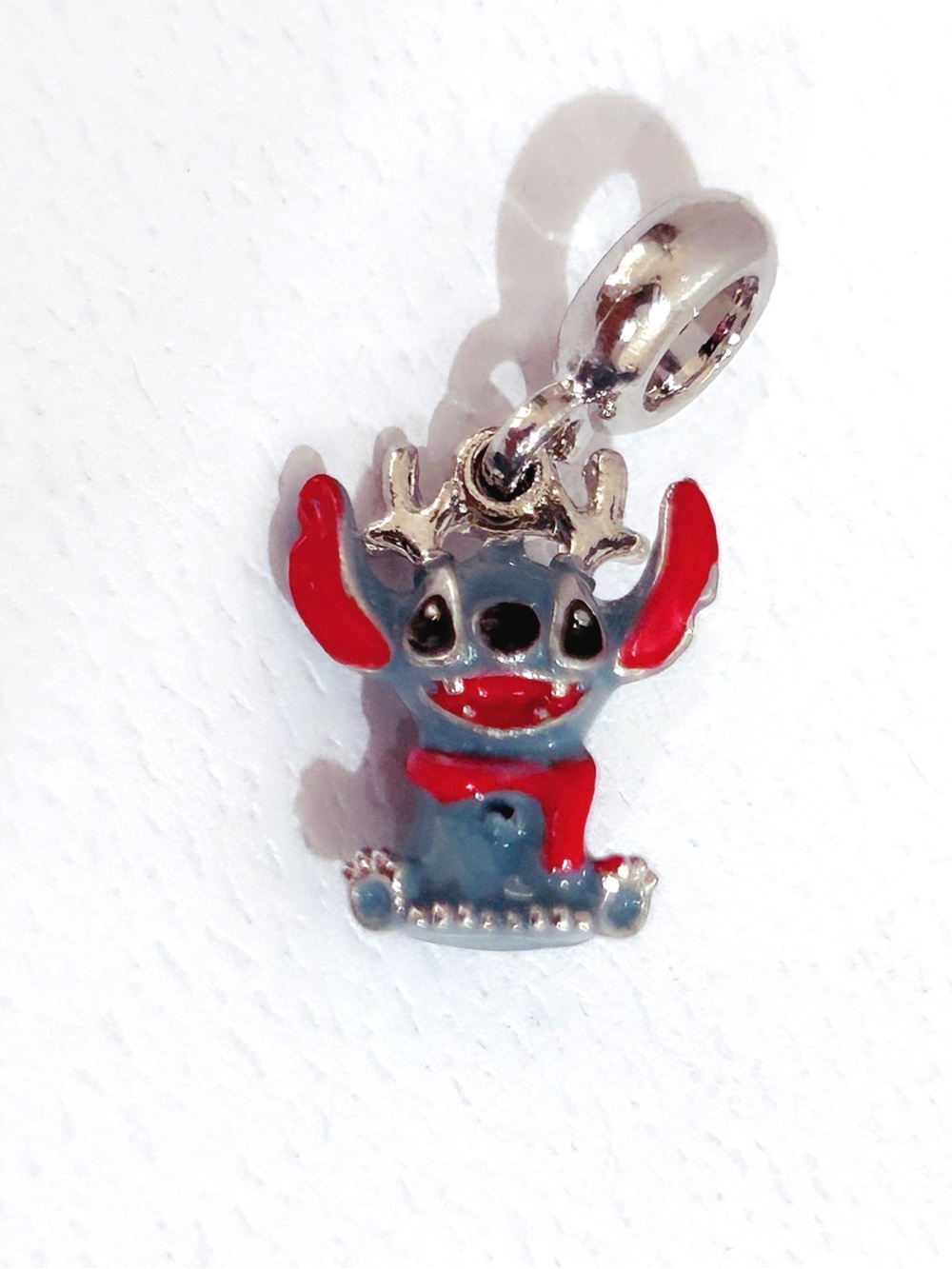 Silver Sanrio Disney Christmas Reindeer Stitch Dangle Charm - Picture 3 of 4